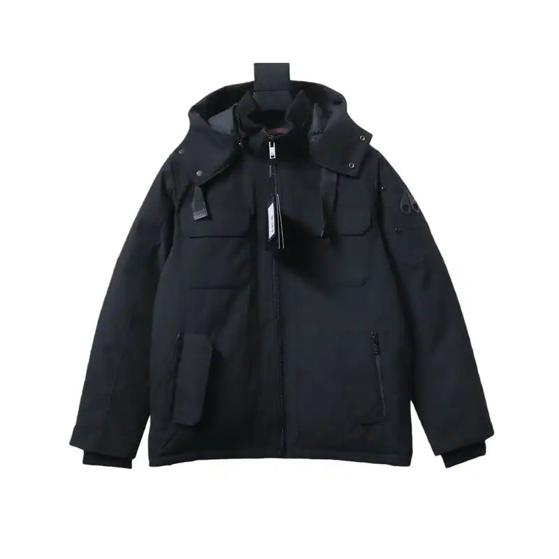 Moose Knuckles Multi-pocket Hooded Black Down Jacket – MKC016