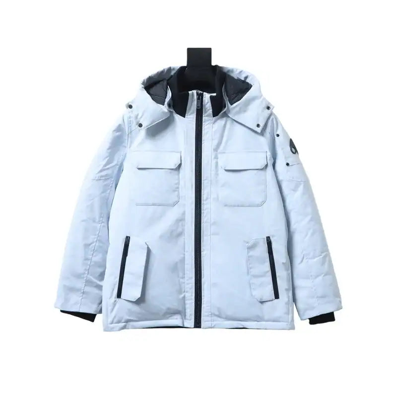 Moose Knuckles Multi-pocket Hooded Blue Down Jacket – MKC012