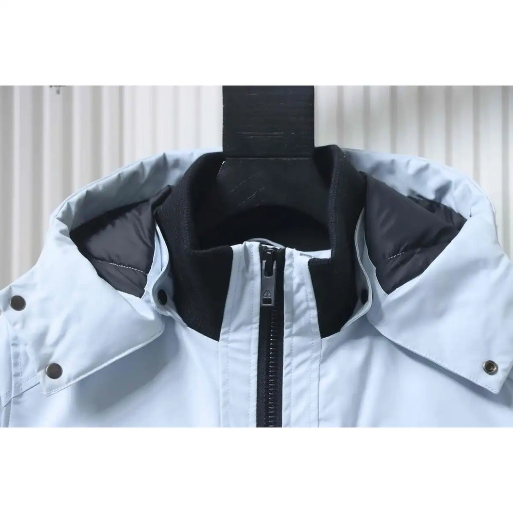 Moose Knuckles Multi-pocket Hooded Blue Down Jacket – MKC012