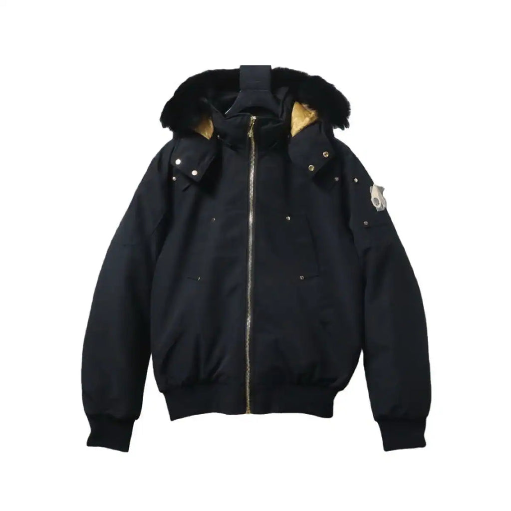 Moose Knuckles Original Ballistic Bomber Jacket Gold Scissors Black Fur – MKC002