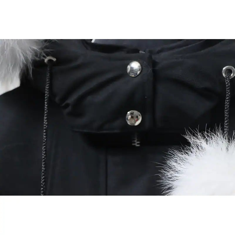 Moose knuckles Women’s Stirling Parka Zip-Up White Fur Jacket Black – MKC031