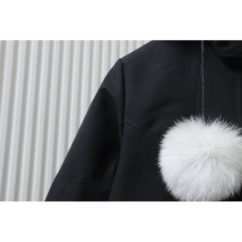 Moose knuckles Women’s Stirling Parka Zip-Up White Fur Jacket Black – MKC031