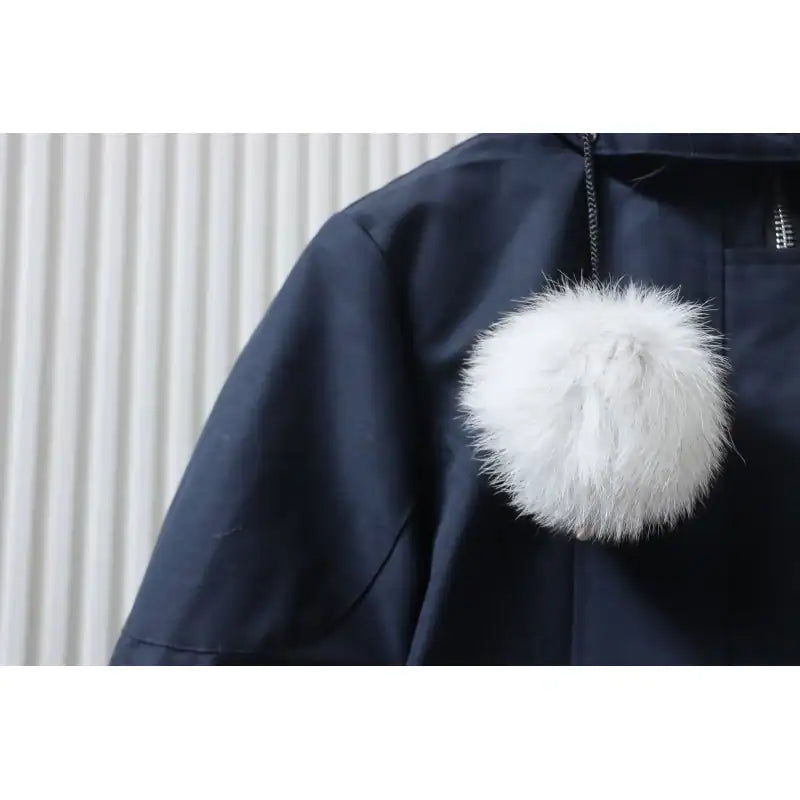 Moose knuckles Women’s Stirling Parka Zip-Up White Fur Jacket Navy – MKC029