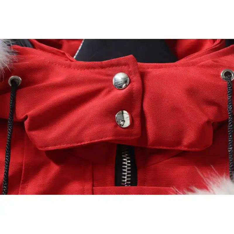 Moose knuckles Women’s Stirling Parka Zip-Up White Fur Jacket Red – MKC033