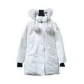 Moose knuckles Women’s Stirling Parka Zip-Up White Fur Jacket White – MKC032