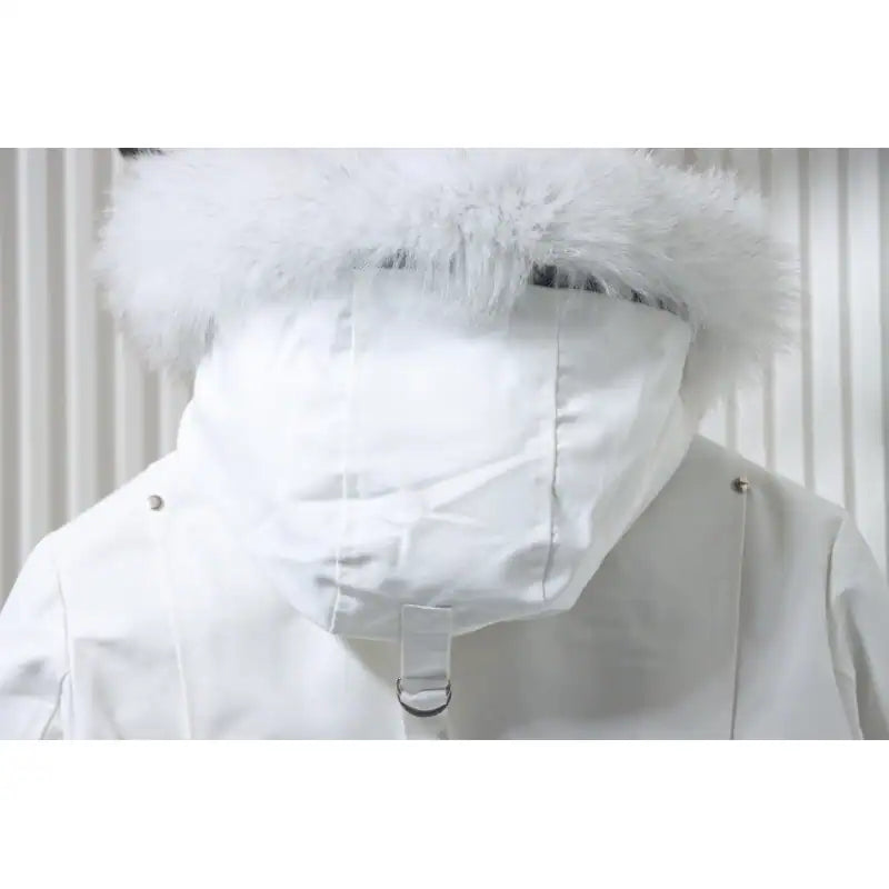 Moose knuckles Women’s Stirling Parka Zip-Up White Fur Jacket White – MKC032
