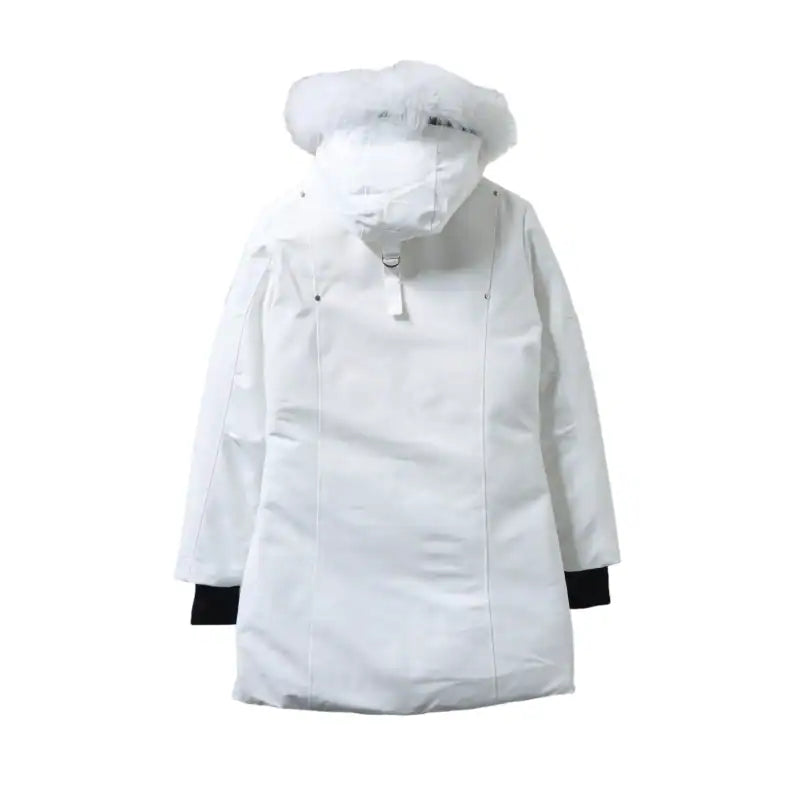 Moose knuckles Women’s Stirling Parka Zip-Up White Fur Jacket White – MKC032