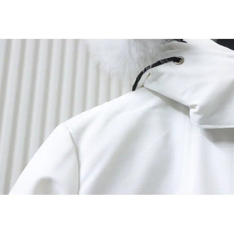 Moose knuckles Women’s Stirling Parka Zip-Up White Fur Jacket White – MKC032
