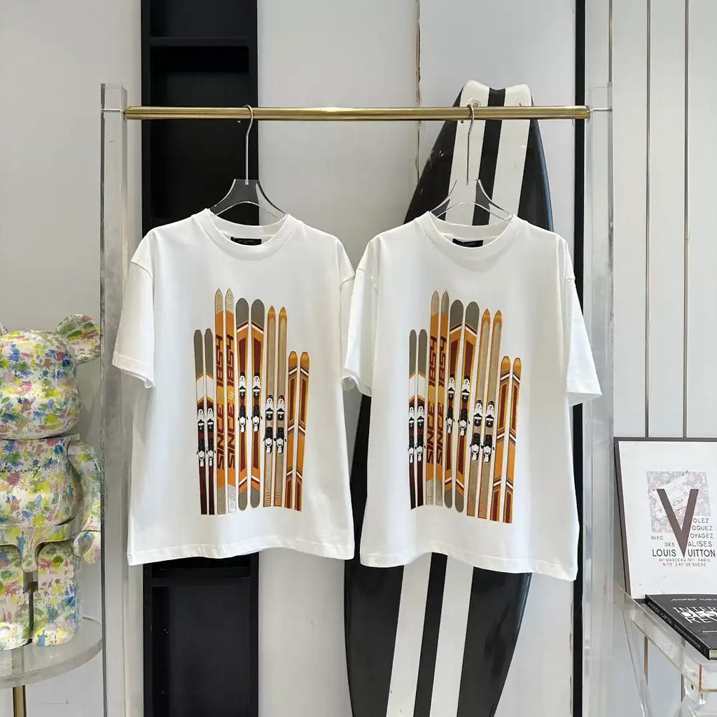 PRINTED COTTON T-SHIRT IN WHITE – LVTS132