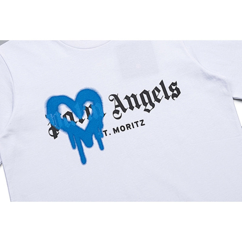 Palm Angels St Barth Heart Sprayed Logo T-Shirt – PAS034