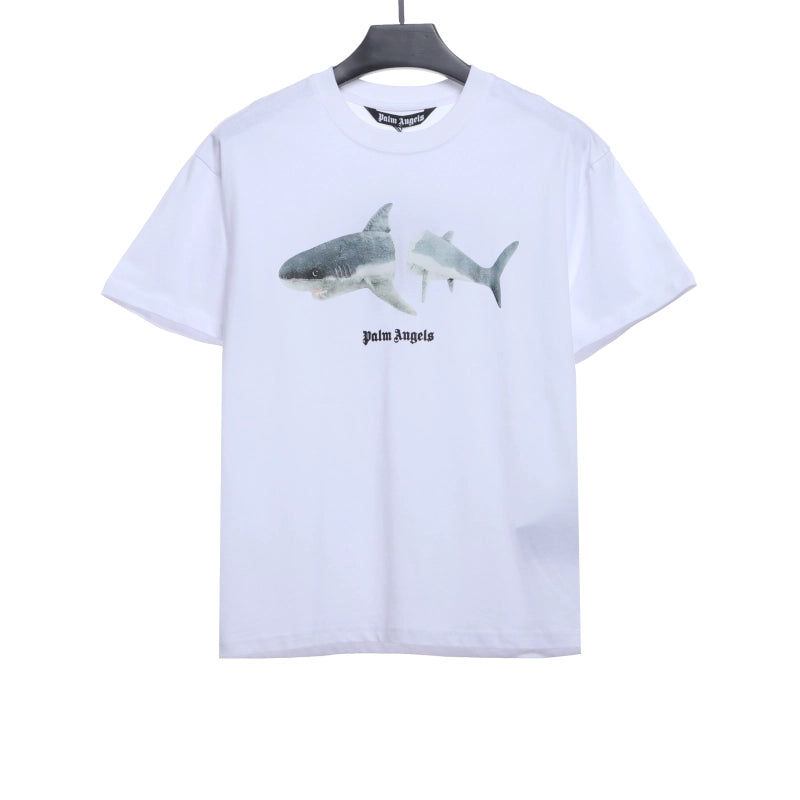 Palm Angels T-shirt Broken Tail Shark Print White – PAS099