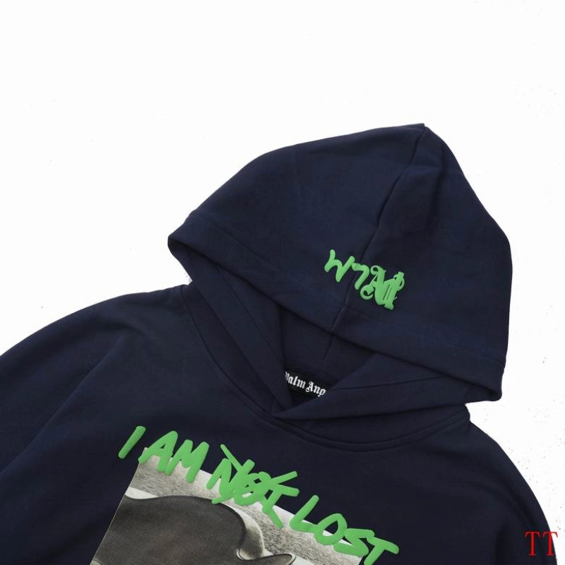 Palm Angels l Am Lost Hoodie Navy Blue/Green Fluo – PAH007