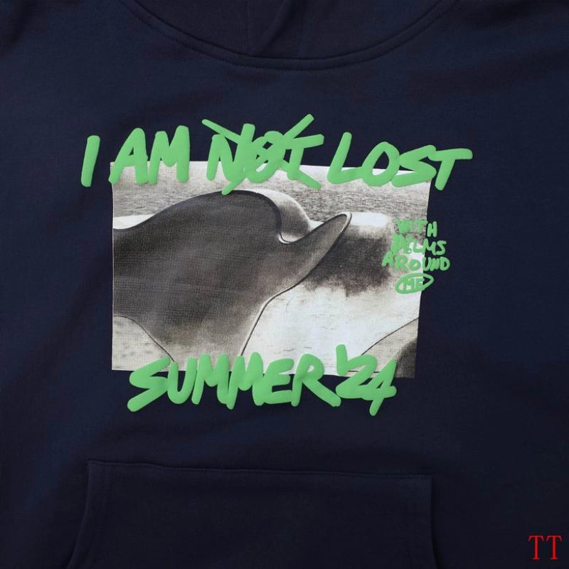 Palm Angels l Am Lost Hoodie Navy Blue/Green Fluo – PAH007