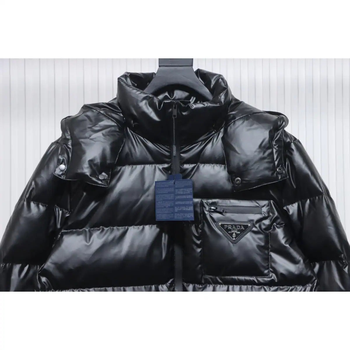 Prada 21fw Classic Triangle Logo Detachable Down Jacket Black – PC014