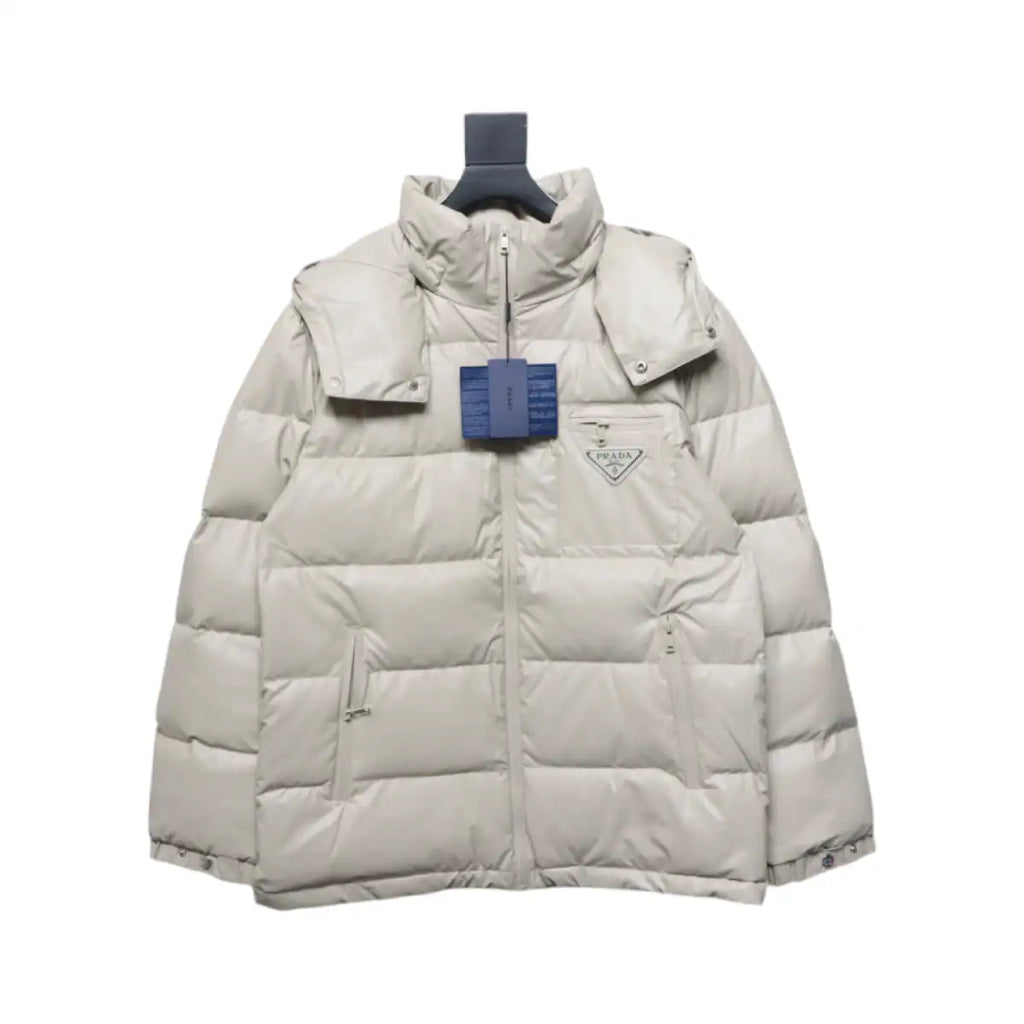 Prada 21fw Classic Triangle Logo Detachable Down Jacket White – PC015