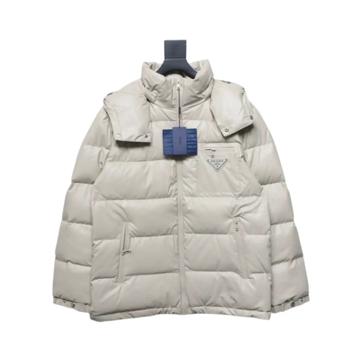 Prada 21fw Classic Triangle Logo Detachable Down Jacket White – PC015