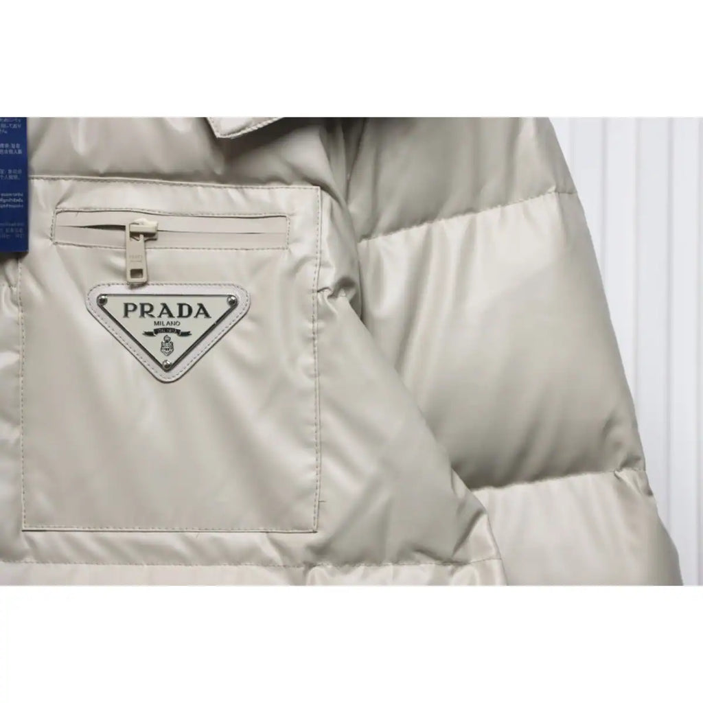 Prada 21fw Classic Triangle Logo Detachable Down Jacket White – PC015
