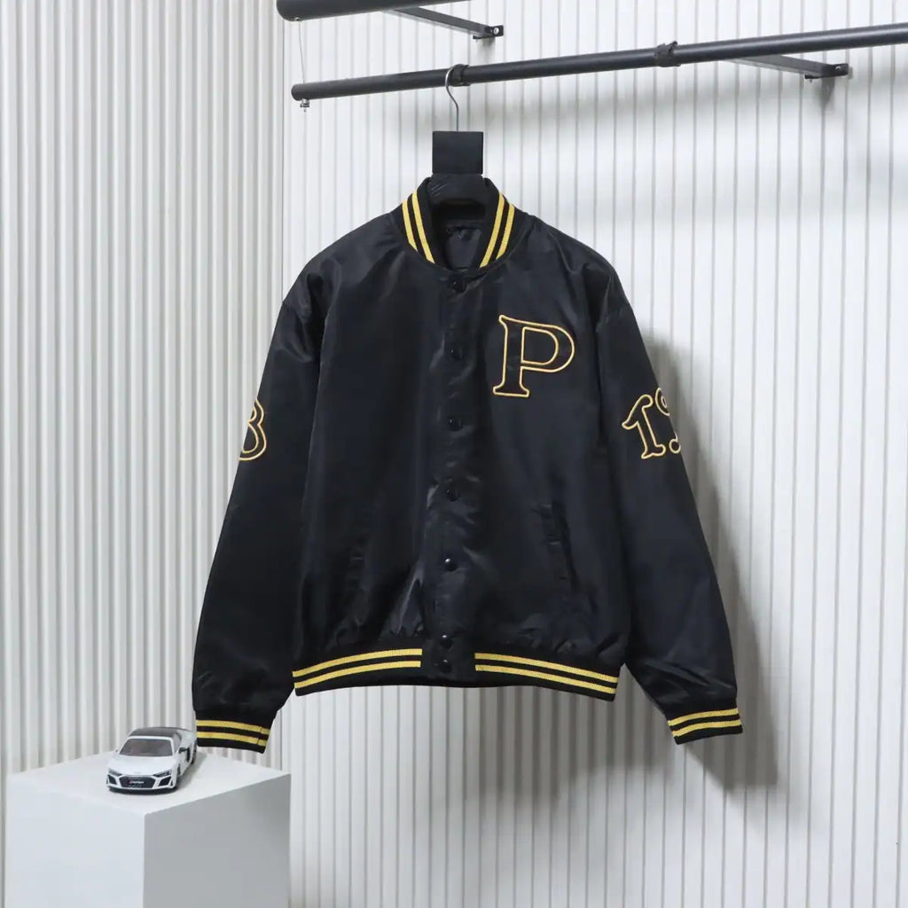 Prada Grained Canvas Padded Baseball Jacket Black – PC007