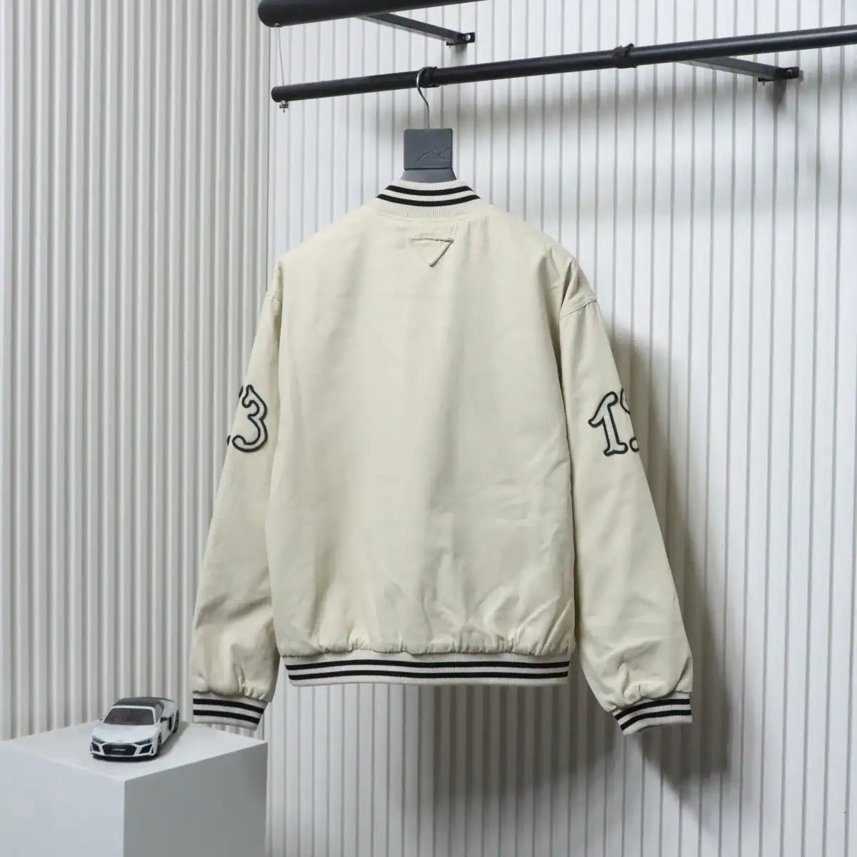 Prada Grained Canvas Padded Baseball Jacket White – PC006