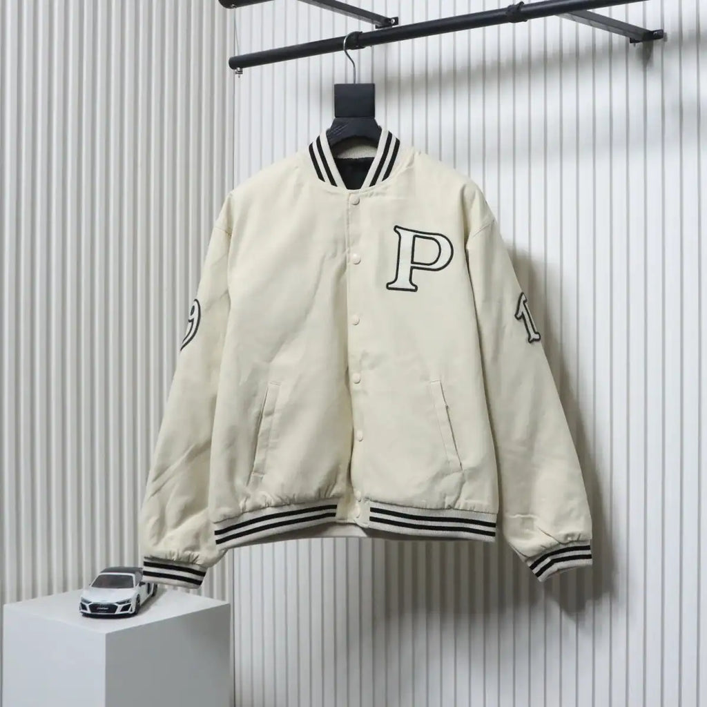 Prada Grained Canvas Padded Baseball Jacket White – PC006