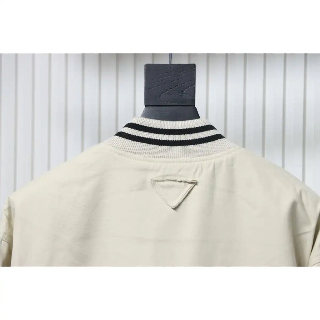 Prada Grained Canvas Padded Baseball Jacket White – PC006