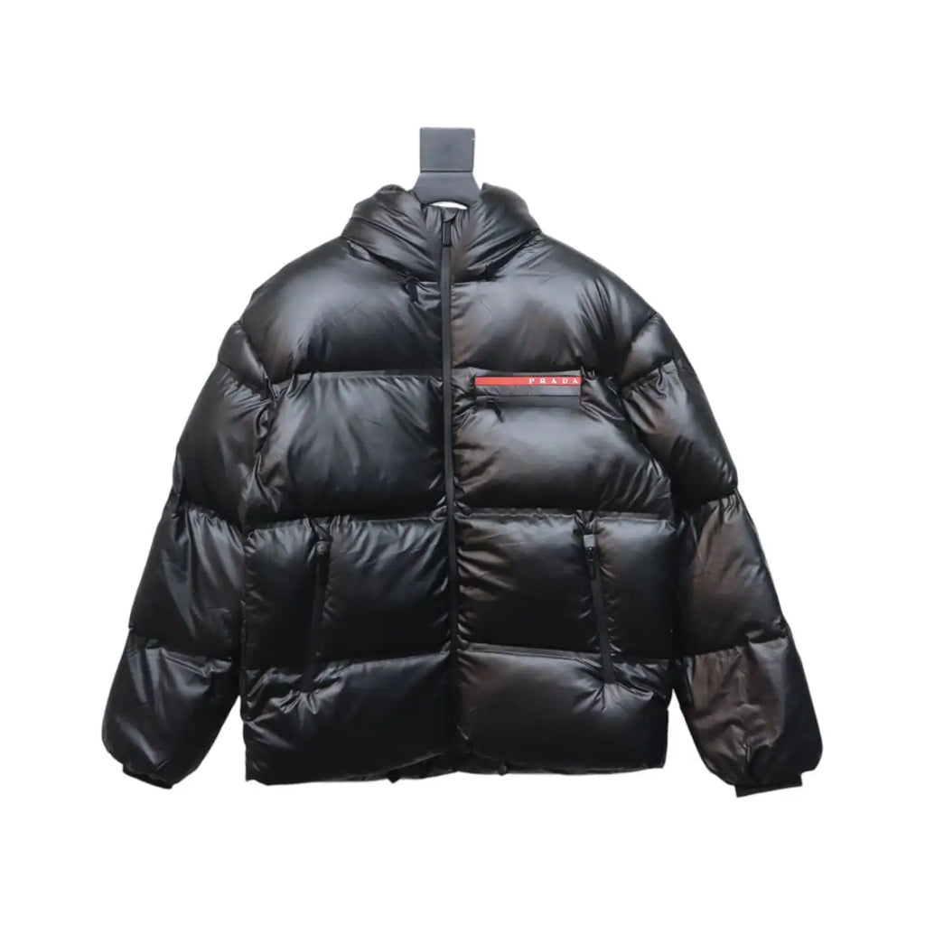 Prada Red Stripe Logo Down Jacket Black – PC011