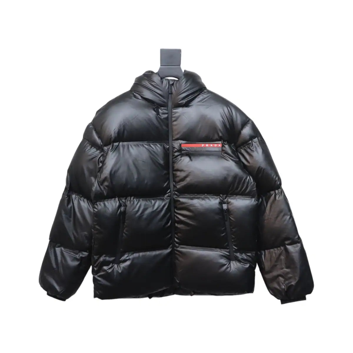 Prada Red Stripe Logo Down Jacket Black – PC011