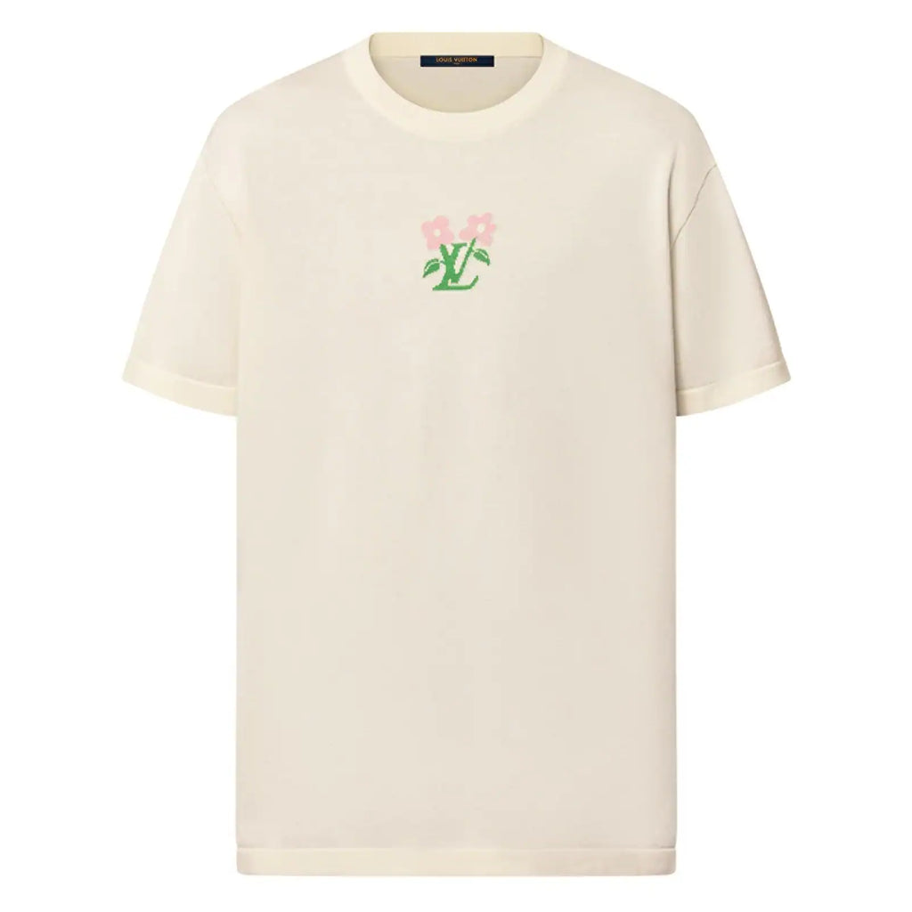SHORT-SLEEVED COTTON KNITTED CREWNECK WHITE – LVTS137