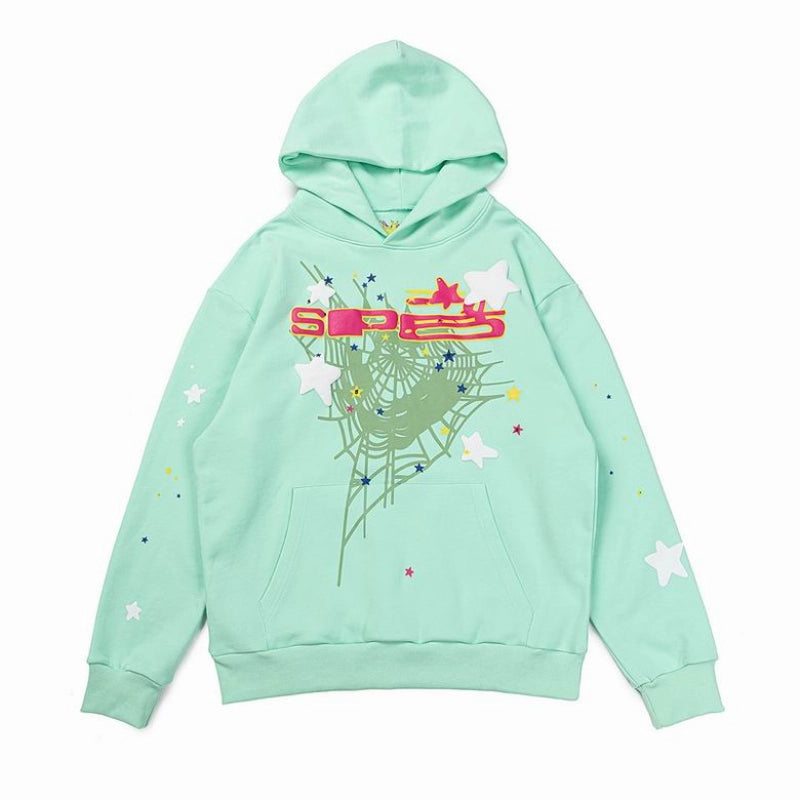 Sp5der Hoodie YoungThug Web Mint Green – SDH023