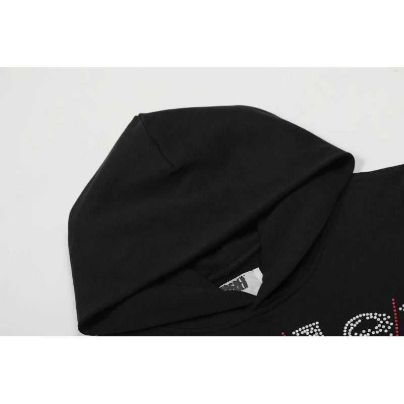 Sp5der OG Rhinestone Logo Hoodie Black – SDH009