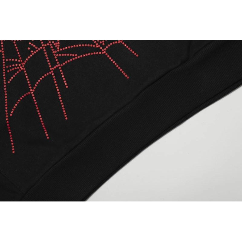Sp5der OG Rhinestone Logo Hoodie Black – SDH009