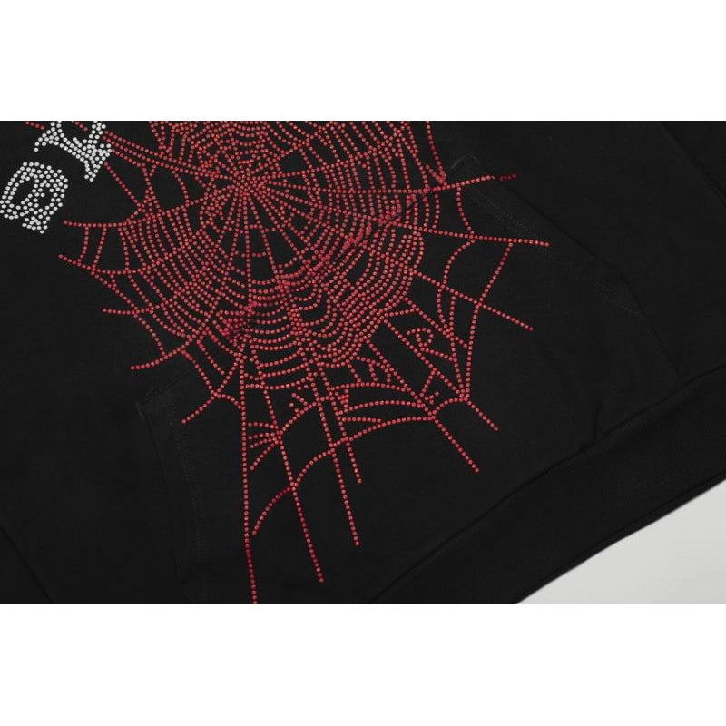 Sp5der OG Rhinestone Logo Hoodie Black – SDH009