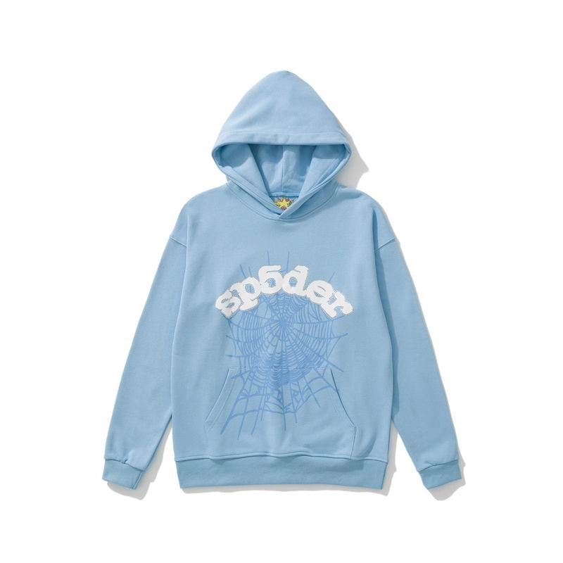 Sp5der Print Gothic Hoodie Sky Blue – SDH040