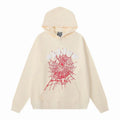 Sp5der White Letters Red Cobweb Beige Hoodie – SDH024