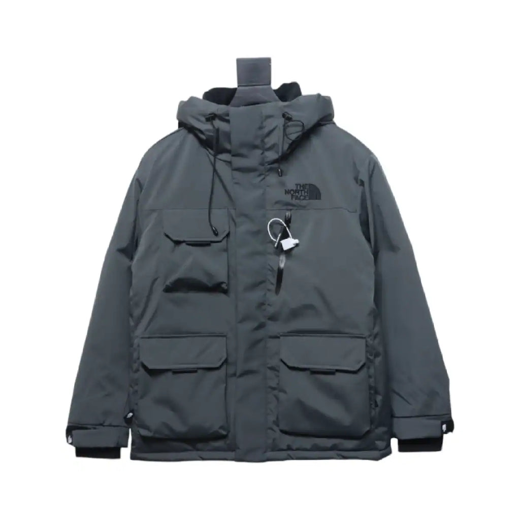 The North Face POLAR Waterproof and Windproof Workwear Multi-pocket Drawstring Hooded Down Jacket Dark Grey – TNC029