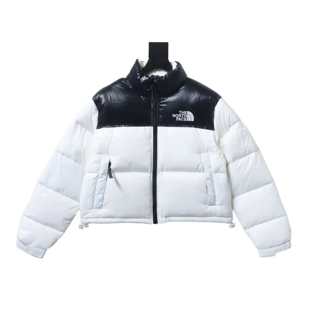 The North Face Stand-up Collar Short Down Jacket White Black – TNC013