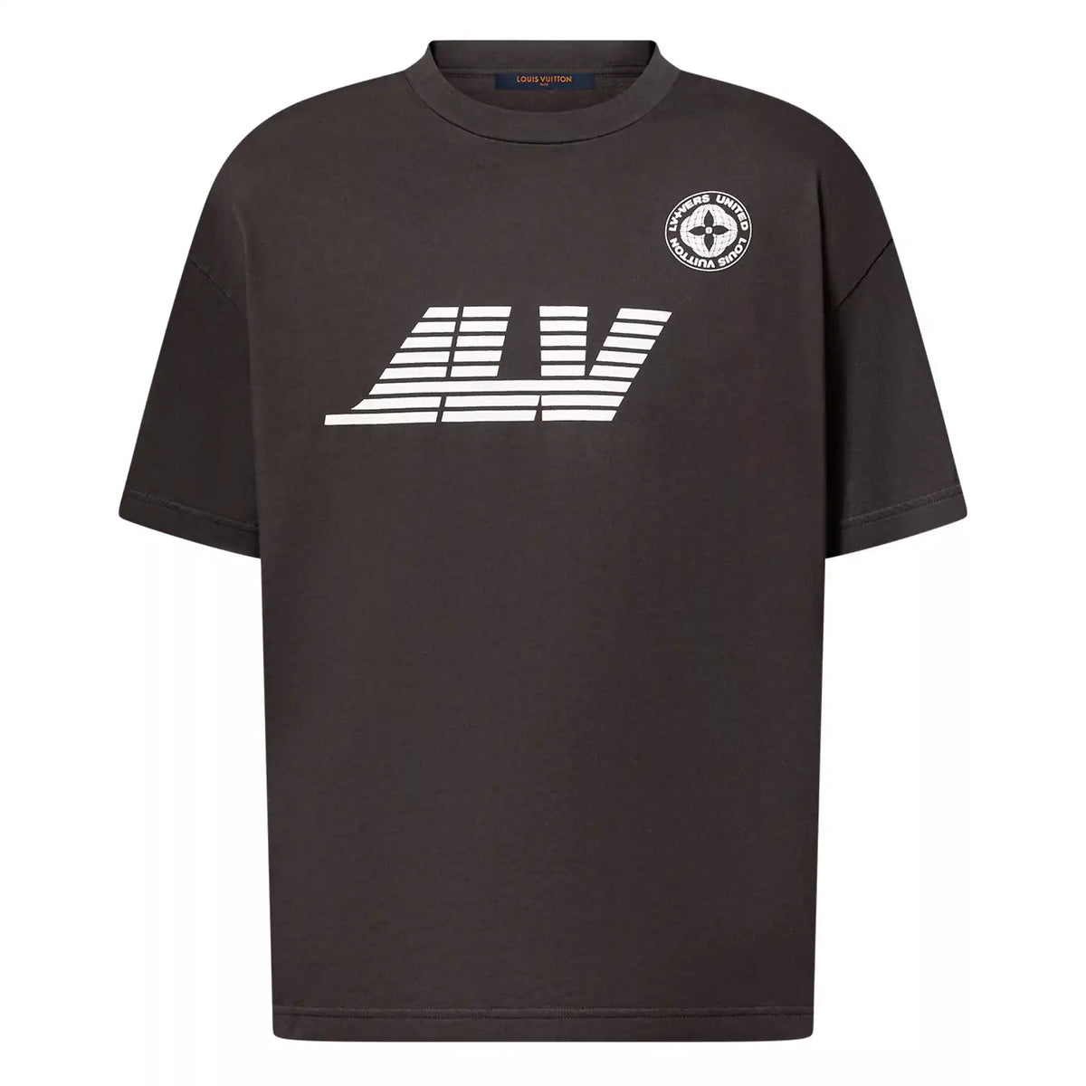 WASHED PRINTED COTTON T-SHIRT DARK EBONY – LVTS136