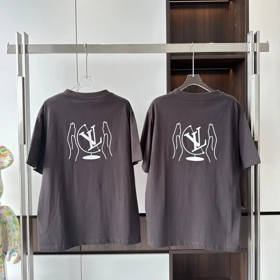 WASHED PRINTED COTTON T-SHIRT DARK EBONY – LVTS136