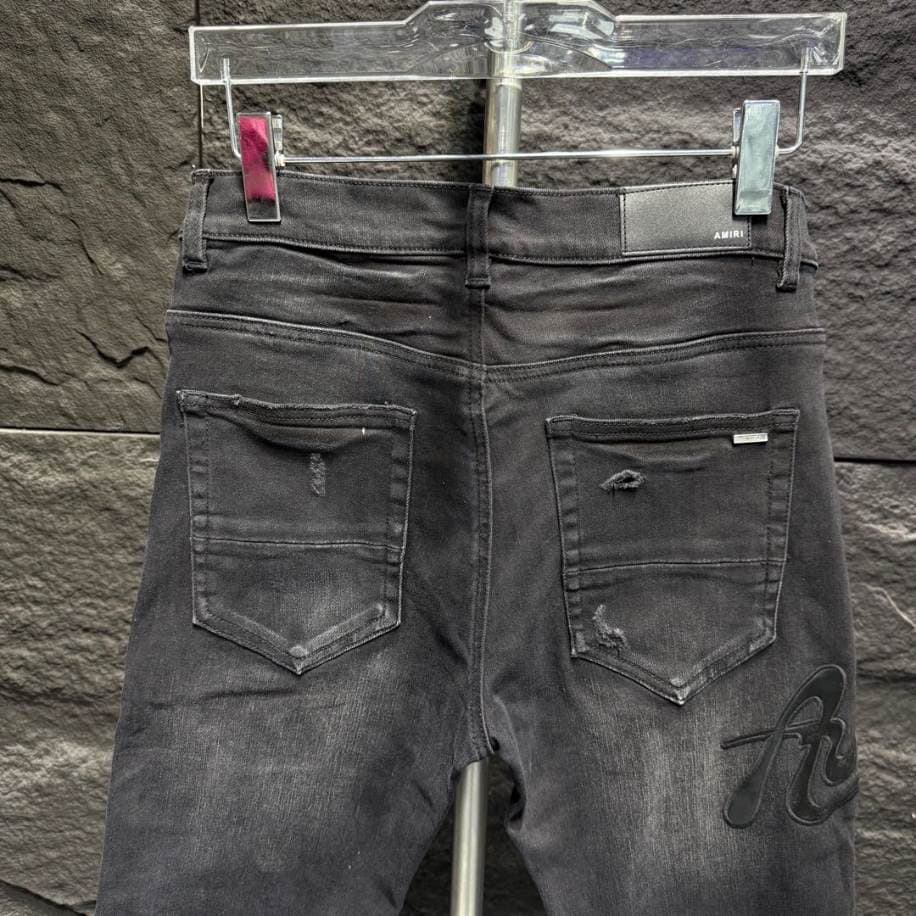 Amiri Black Ripp Logo Black Jeans – AMIJ031