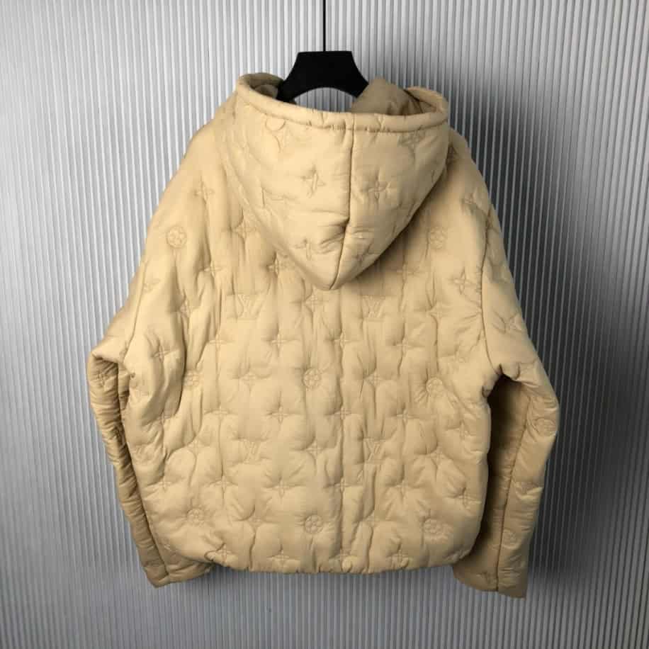 Louis Vuitton Monogram Quilted Nylon Hooded Beige Coat – LVC046