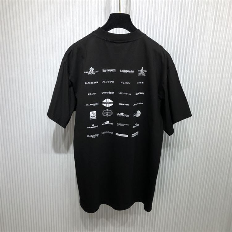 BALENCIAGA ARCHIVES LOGOS T-SHIRT OVERSIZED IN BLACK – BAS015