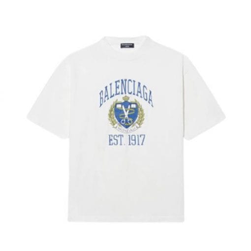 BALENCIAGA COLLEGE T-SHIRT MEDIUM FIT IN WHITE – BAS009