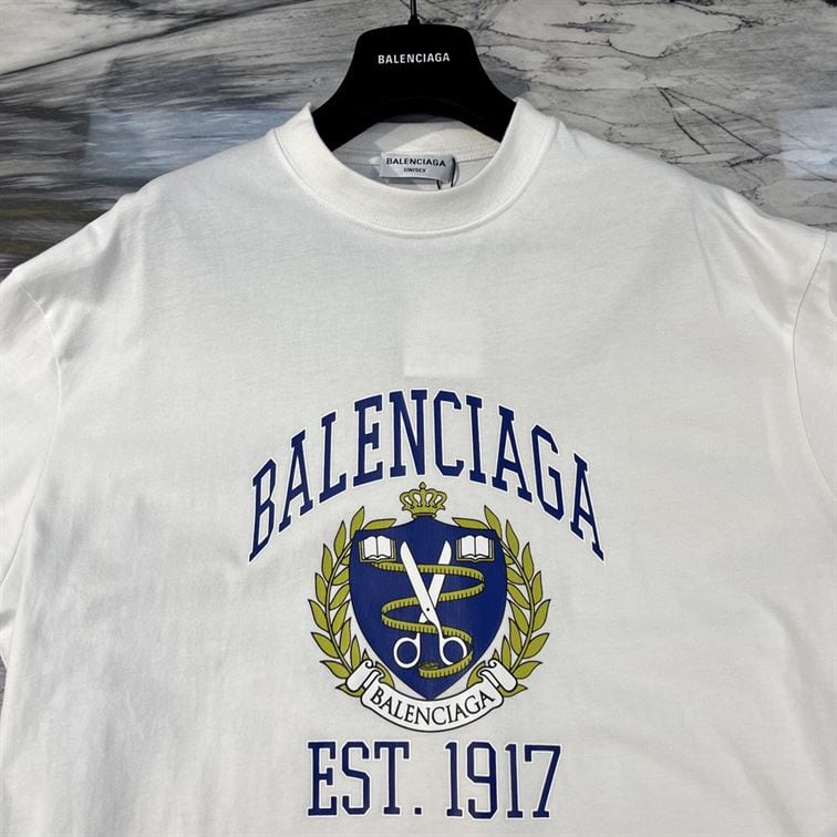 BALENCIAGA COLLEGE T-SHIRT MEDIUM FIT IN WHITE – BAS009
