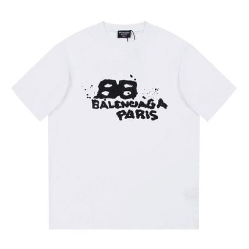 BALENCIAGA HAND DRAWN BB ICON T-SHIRT MEDIUM FIT IN WHITE – BAS014