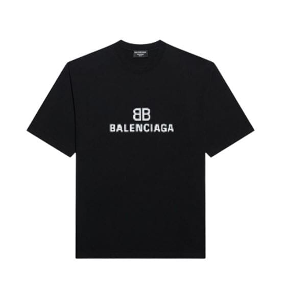BALENCIAGA MEN’S BB PIXEL MEDIUM FIT T-SHIRT IN BLACK – BAS012