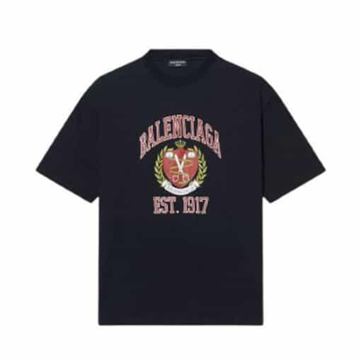 BALENCIAGA MEN’S COLLEGE T-SHIRT MEDIUM FIT IN BLACK – BAS010