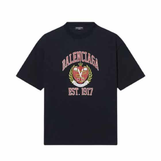BALENCIAGA MEN’S COLLEGE T-SHIRT MEDIUM FIT IN BLACK – BAS010
