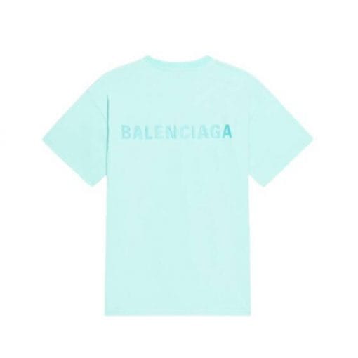 BALENCIAGA MEN’S LOGO T-SHIRT MEDIUM FIT IN GREEN – BAS004