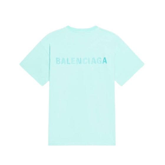 BALENCIAGA MEN’S LOGO T-SHIRT MEDIUM FIT IN GREEN – BAS004