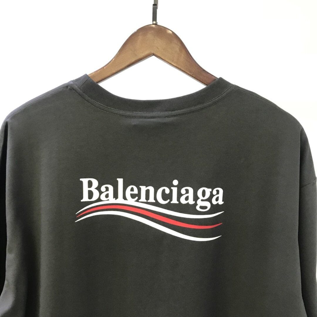 BALENCIAGA MEN’S POLITICAL CAMPAIGN T-SHIRT LARGE FIT IN GREY – BAS019